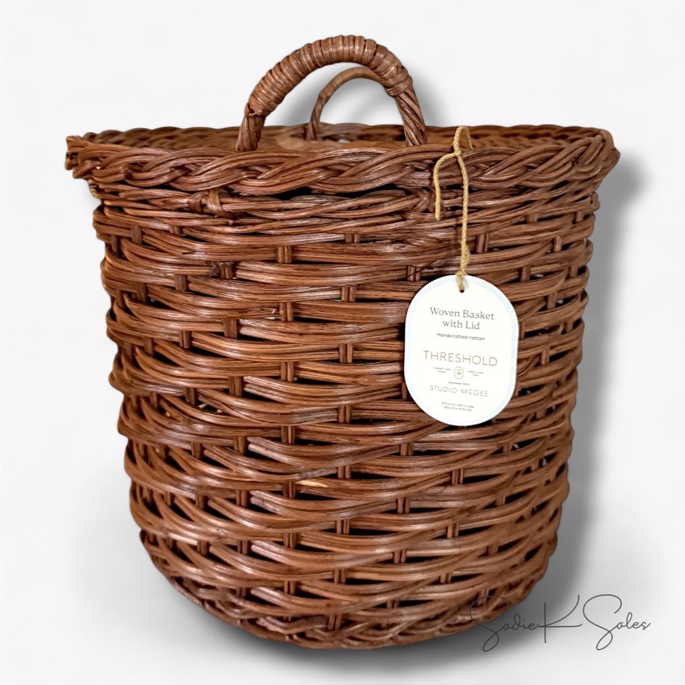 Round Chunky Straight Rattan Basket Dark Brown - Threshold Studio McGee, Target - Picture 5 of 8